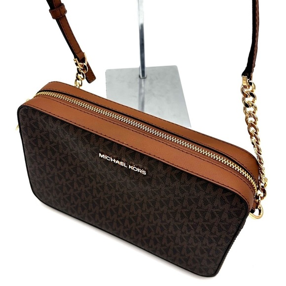 Michael Kors Large EW Crossbody Bag Brown/Gold - Picture 6 of 9